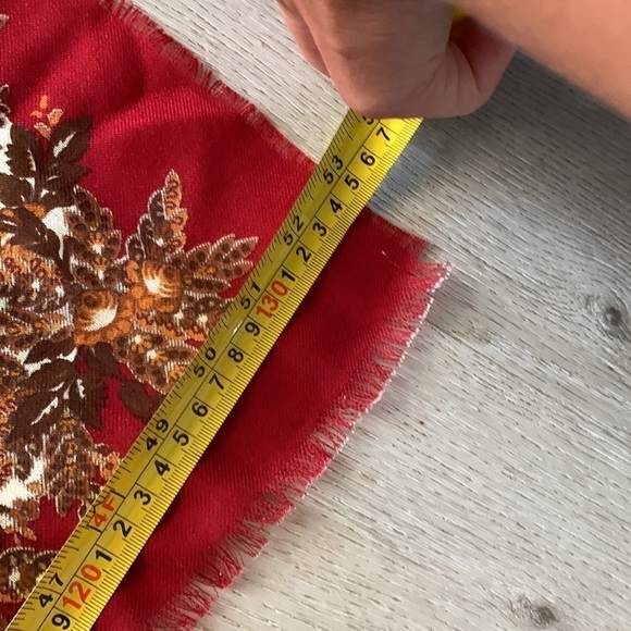 Wool blanket scarf wrap floral maroon red brown made in Italy art to wear - Picture 7 of 8